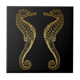 Carreau Tuile d'or d'hippocampe