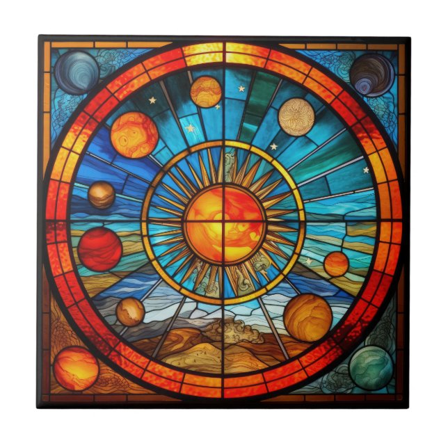 Carreau Tuile du système solaire en verre tendu (Devant)