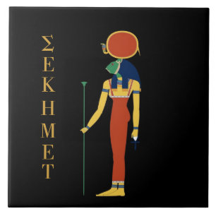 CARREAU TUILE ÉGYPTIENNE DE DÉESSE DE SEKHMET