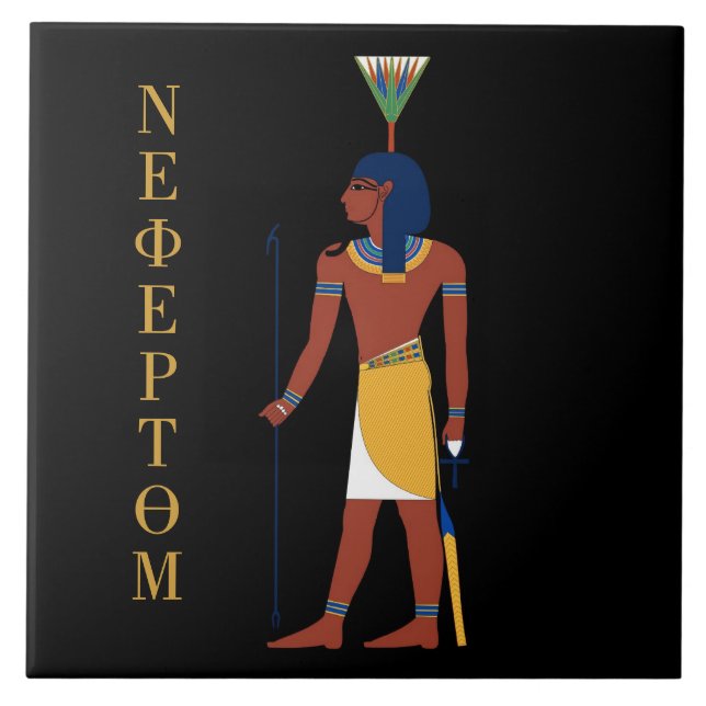 CARREAU TUILE ÉGYPTIENNE D'UN DIEU DE NEFERTUM (Devant)