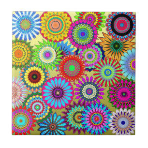 Carreau Tuile en céramique à fleurs
