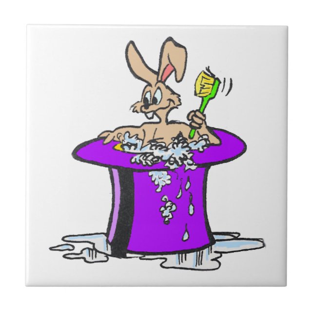 Carreau Tuile en céramique Bunny Bubbling personnalisable (Devant)