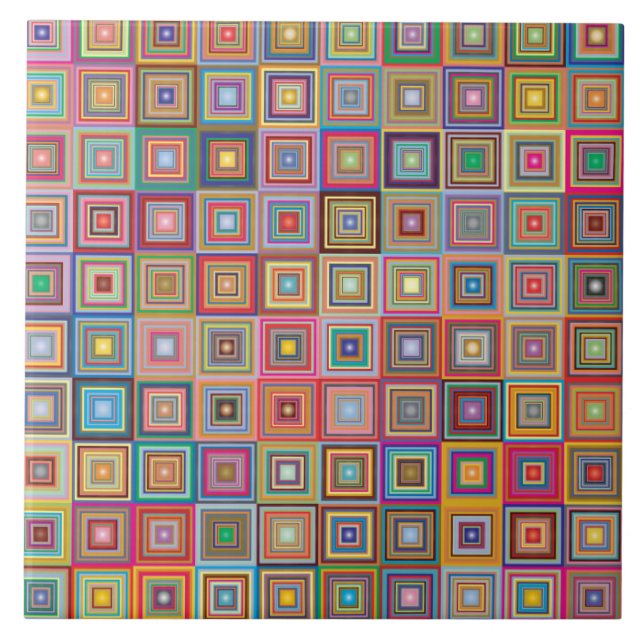 Carreau Tuile en céramique carré de couleur abstraite rétr (Devant)
