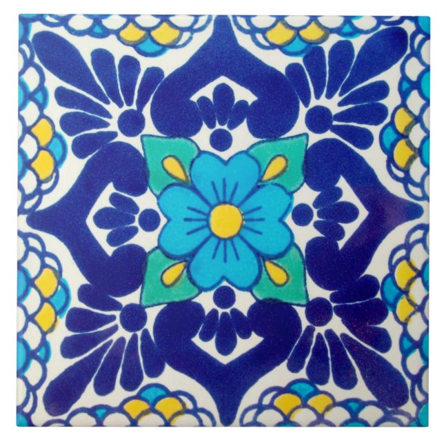 Carreau Tuile en céramique de photo de fleur bleue (Devant)