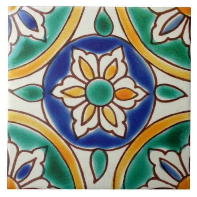 Carreau Tuile en céramique de photo de fleur espagnole (Devant)