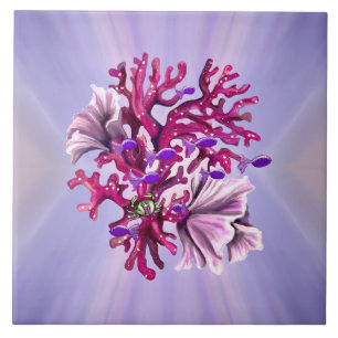 Carreau Tuile en céramique de sirène de mer violette