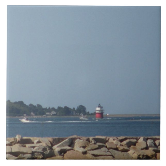 Carreau Tuile en céramique du phare de Duxbury Pier à Plym (Devant)