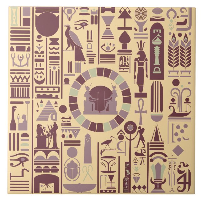 Carreau Tuile en céramique égyptienne Hiéroglyphes (Devant)