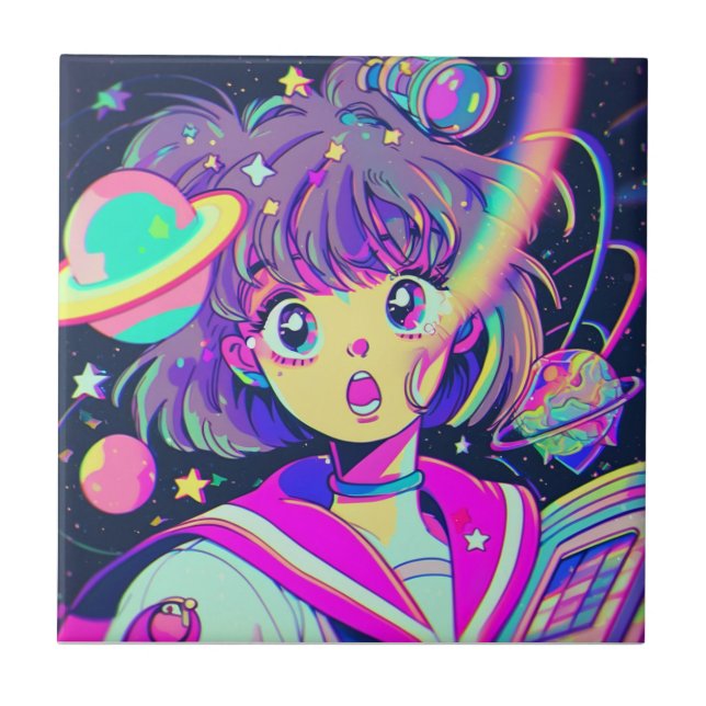 Carreau Tuile en céramique Kawaii Anime Girl (Devant)