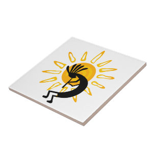 Carreau Tuile en céramique Kokopelli Gold Sun