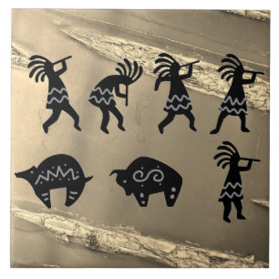 Carreau Tuile en céramique Petroglyh Sepia Kokepli Sud-Ou