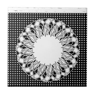 Carreau Tuile en céramique Polkadot noir et blanc