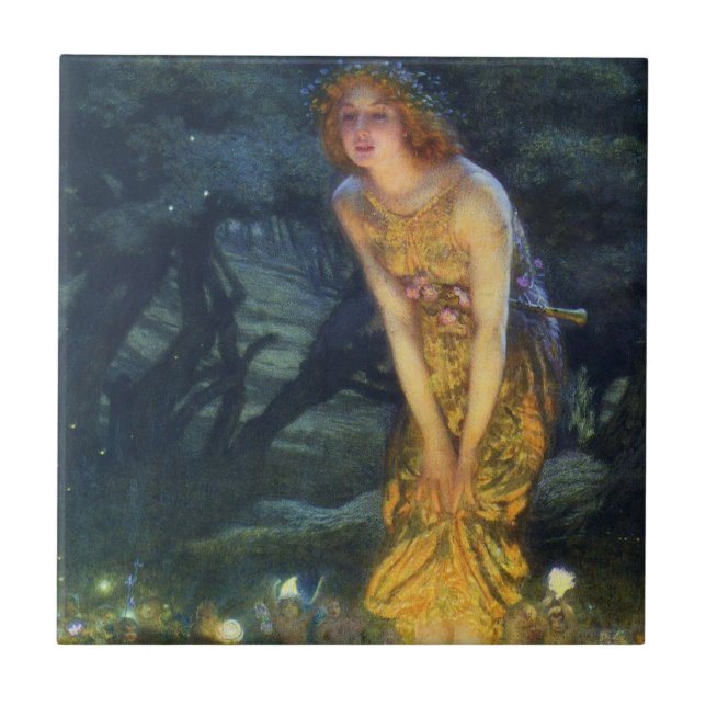 Carreau Tuile féerique de danse d'Ève de milieu de l'été (Devant)
