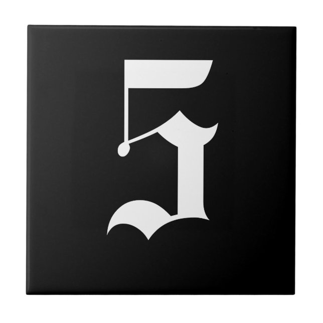 Carreau Tuile gothique de numéro de maison - blanc sur le (Devant)