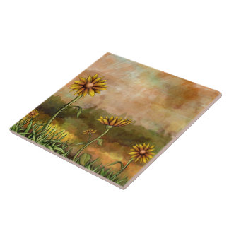 Carreau Tuile heureuse de tournesols
