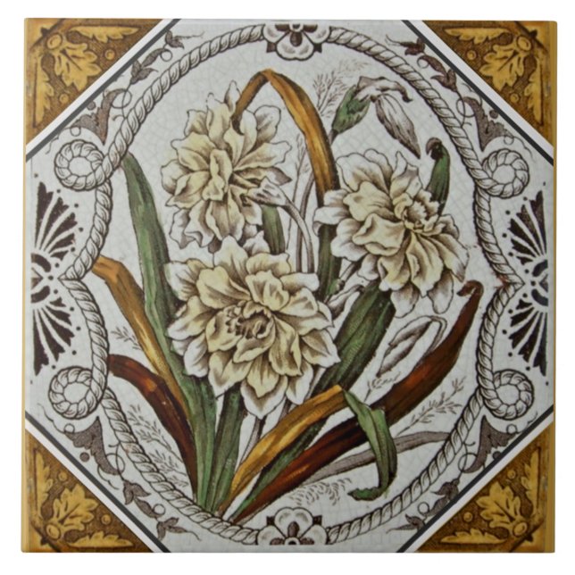 Carreau Tuile inhabituelle de transfert de fleurs victorie (Devant)