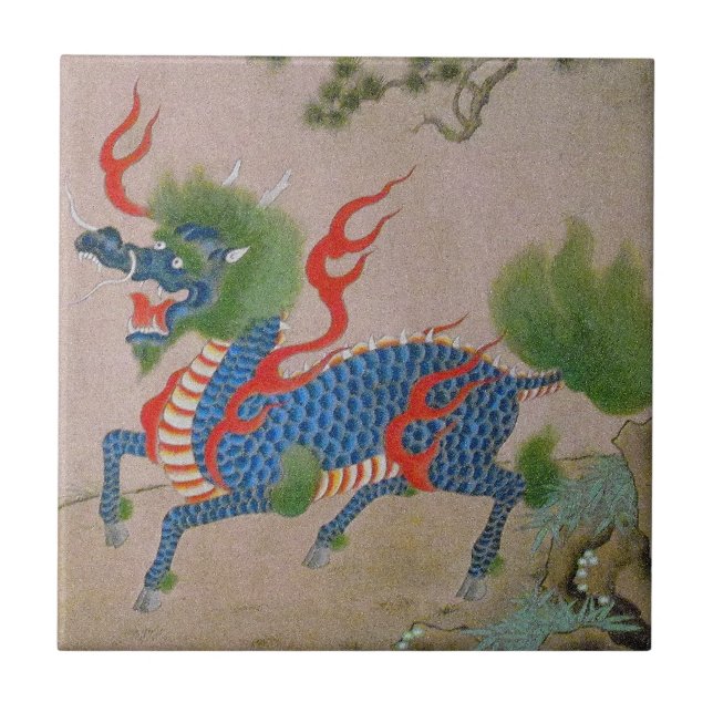 Carreau Tuile japonaise de dragon (Devant)