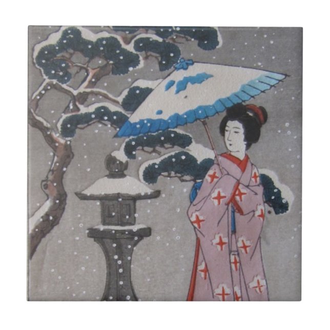 Carreau Tuile japonaise de geisha (Devant)