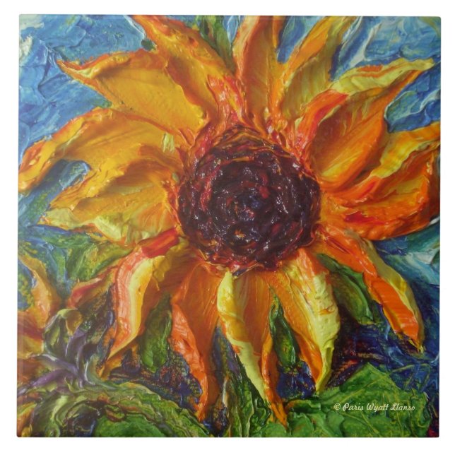 Carreau Tuile jaune de tournesol (Devant)