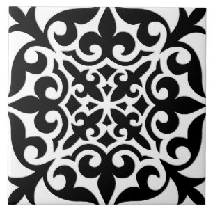 Carreau Tuile marocaine - blanc avec l'arrière - plan noi