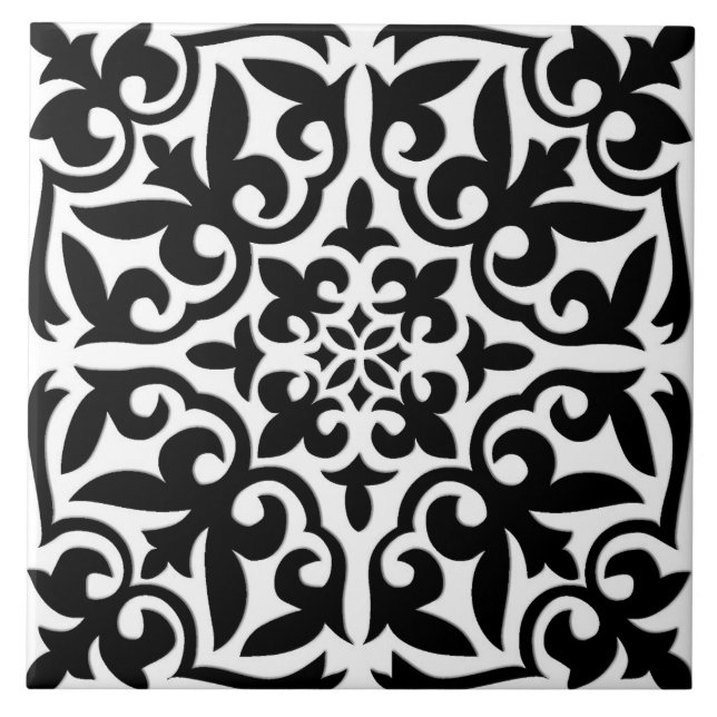 Carreau Tuile marocaine - blanc avec l'arrière - plan noir (Devant)