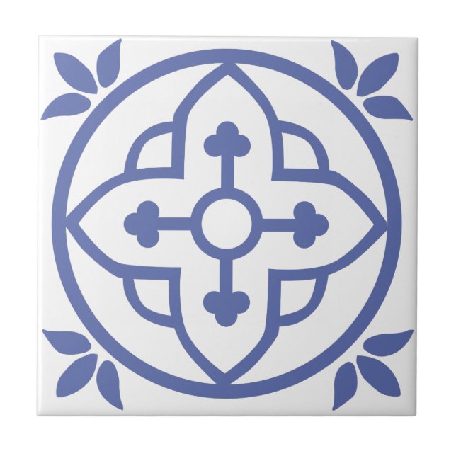 Carreau Tuile marocaine bleue 3 (Devant)