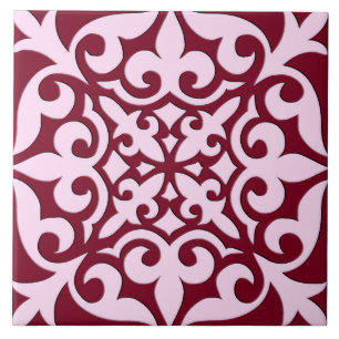 Carreau Tuile marocaine - Bourgogne et rose