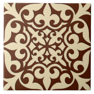 Carreau Tuile marocaine - brun chocolat et beige