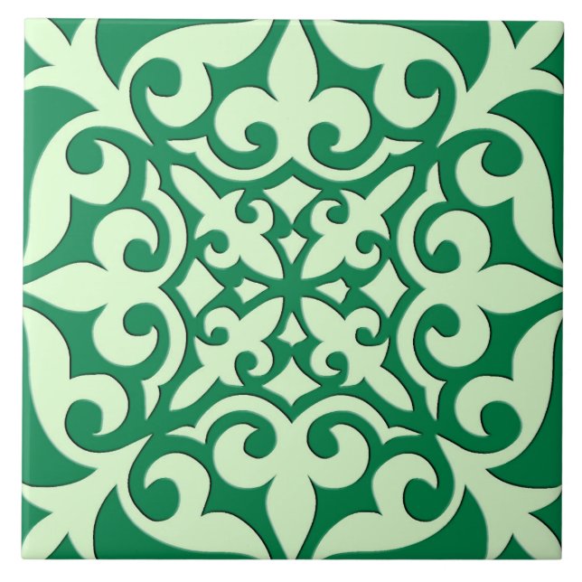 Carreau Tuile marocaine - verte et vert clair (Devant)