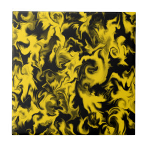 Carreau Tuile mélangée jaune et noire lumineuse de couleur