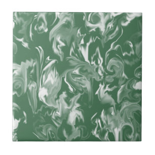 Carreau Tuile mélangée vert-foncé et blanche de couleur