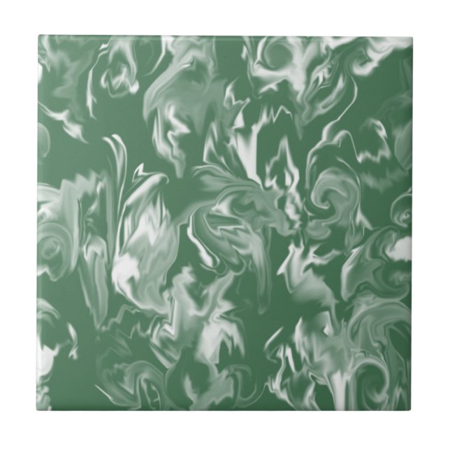 Carreau Tuile mélangée vert-foncé et blanche de couleur (Devant)