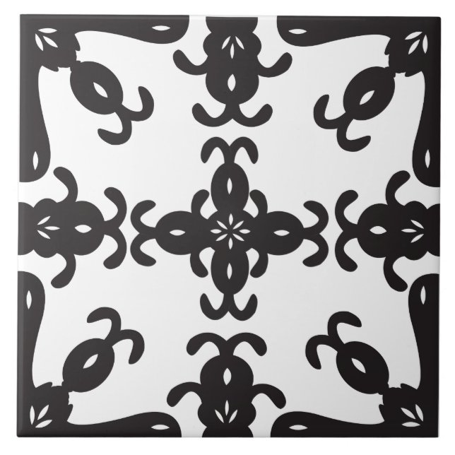 Carreau Tuile modelée noire et blanche de cuisine/salle de (Devant)