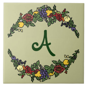Carreau Tuile monogramme de couronne de récolte