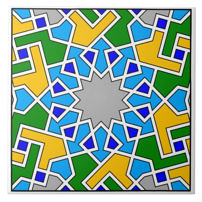 Carreau Tuile motif géométrique islamique (Devant)