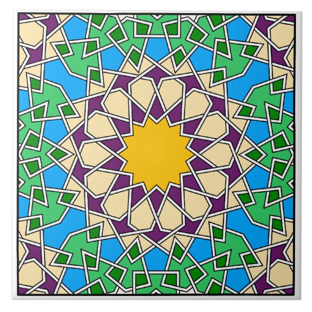 Carreau Tuile motif géométrique islamique (Devant)