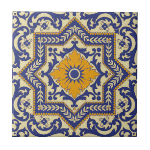 Carreau Tuile orange bleue de style en céramique d'Azulejo