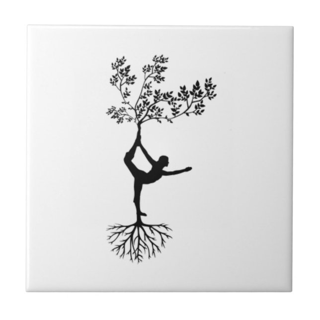 Carreau Tuile photo en céramique de Yoga Pose Tree Roots (Devant)