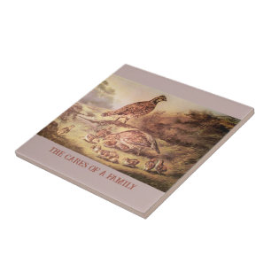 Carreau Tuile Quail Family