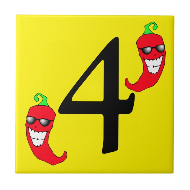 Carreau Tuile quatre chaude fraîche du numéro 4 de poivre (Devant)