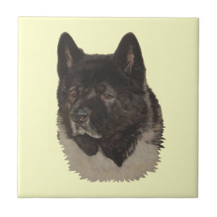 Carreau Tuile réaliste de portrait de chien d'akita de