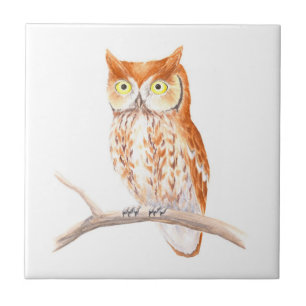 Carreau Tuile rouge de hibou de cri strident