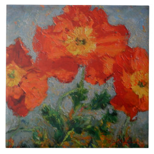 Carreau Tuile rouge de pavots