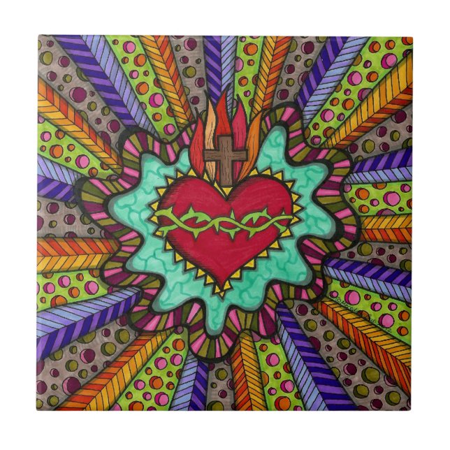 Carreau Tuile sacrée de coeur (Devant)