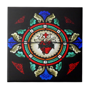 Carreau Tuile sacrée de coeur (verre souillé)