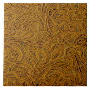 Carreau Tuile simili cuir usinée par brun