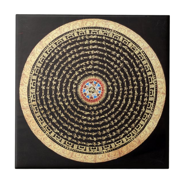 Carreau Tuile tibétaine de mandala (Devant)