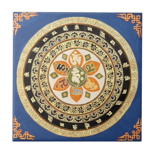 Carreau Tuile tibétaine de mandala (Devant)