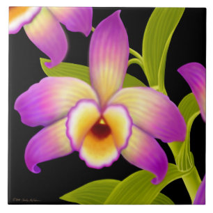 Carreau Tuile tropicale d'orchidée de Nobile de Dendrobium