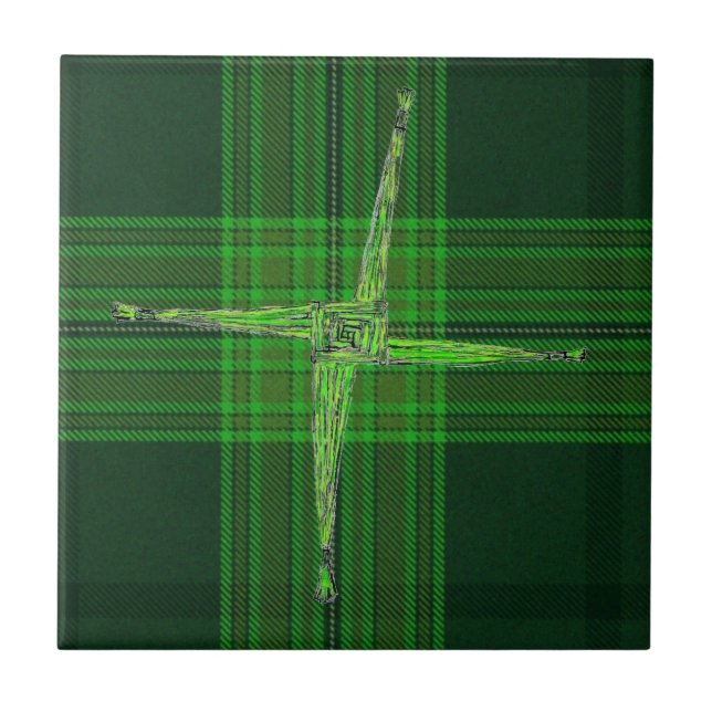 Carreau Tuile verte croisée de tartan de St Bridgid s (Devant)